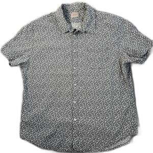 Jachs New York Men's XL Short Sleeve Button Up Shirt Ditsy Floral Grey Pocket